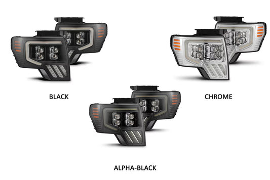 ALPHAREX 09-14 FORD F150 MKII NOVA-SERIES LED PROJECTOR HEADLIGHTS - ALPHA BLACK