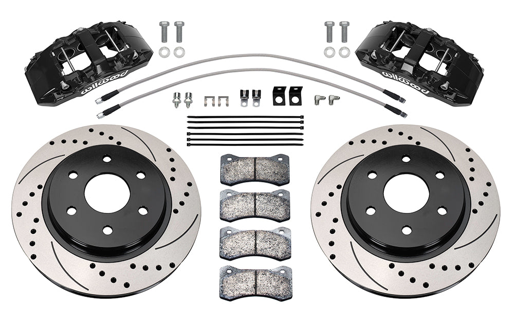 WILWOOD DISC BRAKES AERO6 DM FRONT BRAKE KIT FORD F150 10-20 13.38" DRILLED & SLOTTED ROTORS RED CALIPERS