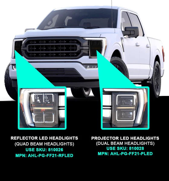 ALPHAREX 21-23 FORD F150 NOVA-SERIES LED PROJECTOR HEADLIGHTS - BLACK