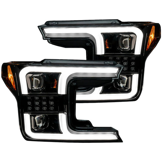 RECON FORD F150 18-20 PROJECTOR HEADLIGHTS OLED DRL SCANNING LED TURN SIGNALS