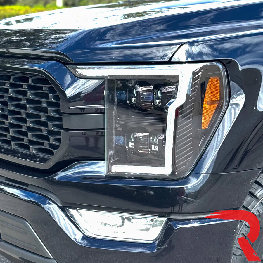 RECON FORD F150 21-23 FULL LED PROJECTOR HEADLIGHTS W/OLED DRL & SCANNING SWITCHBACK AMBER TURN SIGNALS