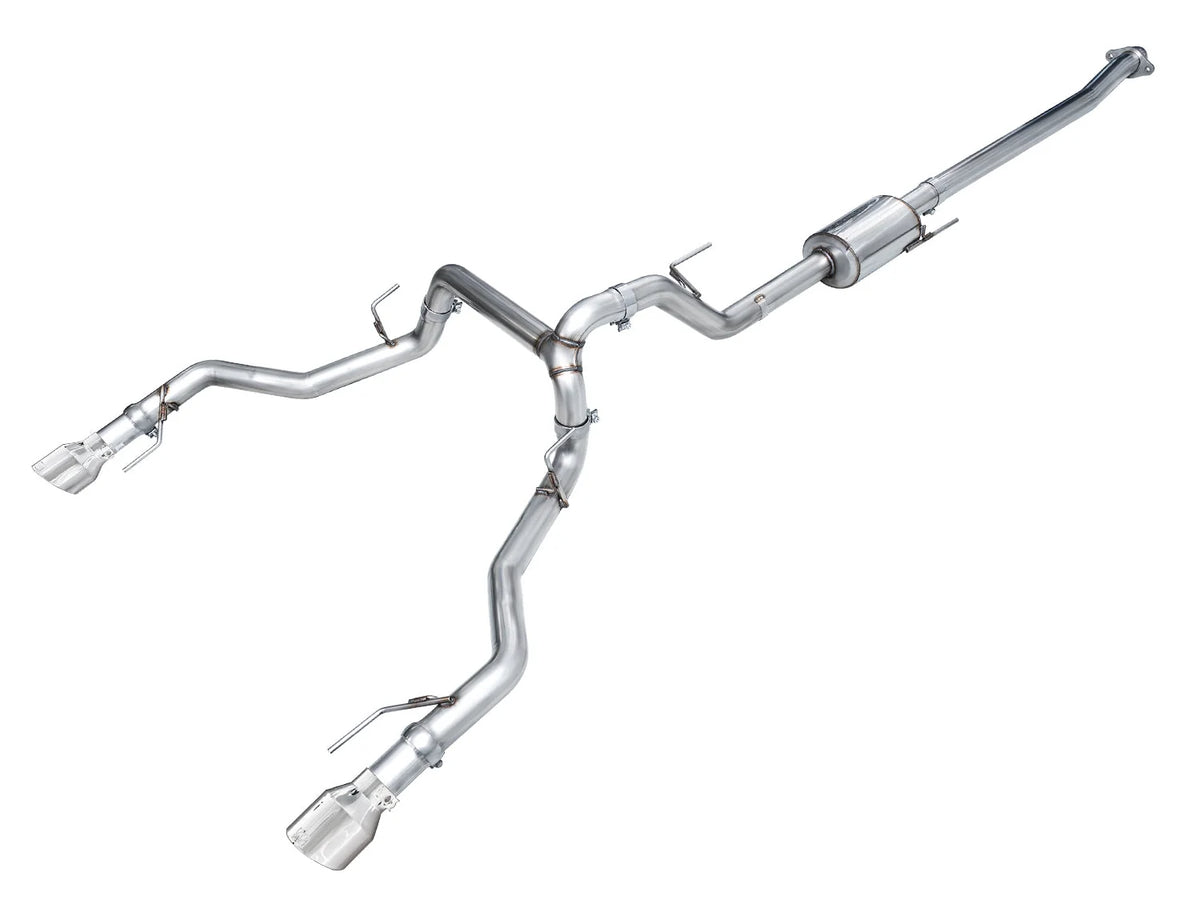 AWE 0FG RESONATED CATBACK EXHAUST FORD F150 21+ 2.7L 3.5L 5.0L W/BUMPER CUTOUTS 5" CHROME SILVER TIPS