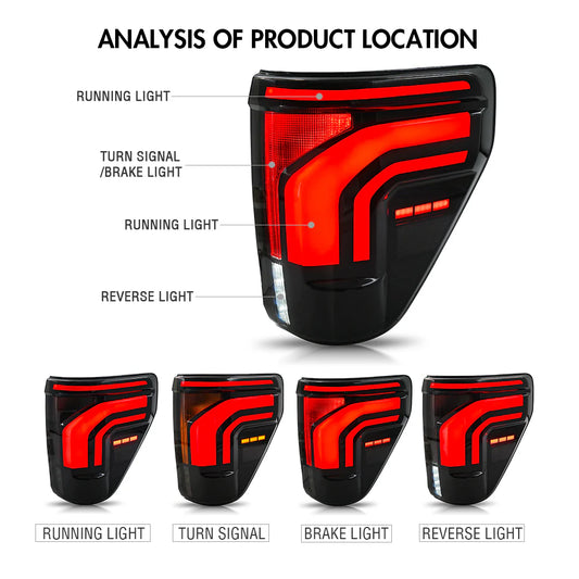 KUER LED FULL LED TAIL LIGHT W/ BLIND SPOT & SEQUENTIAL LIGHTS FORD F150 21-26