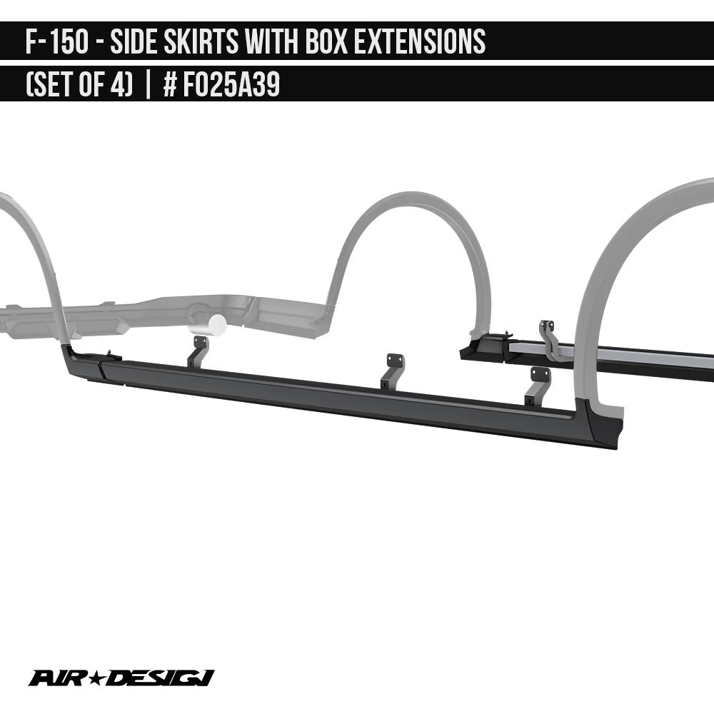 AIR DESIGN SIDE SKIRT WITH BOX EXTENSIONS FORD F150 18-20 SUPERCREW/SHORT BOX