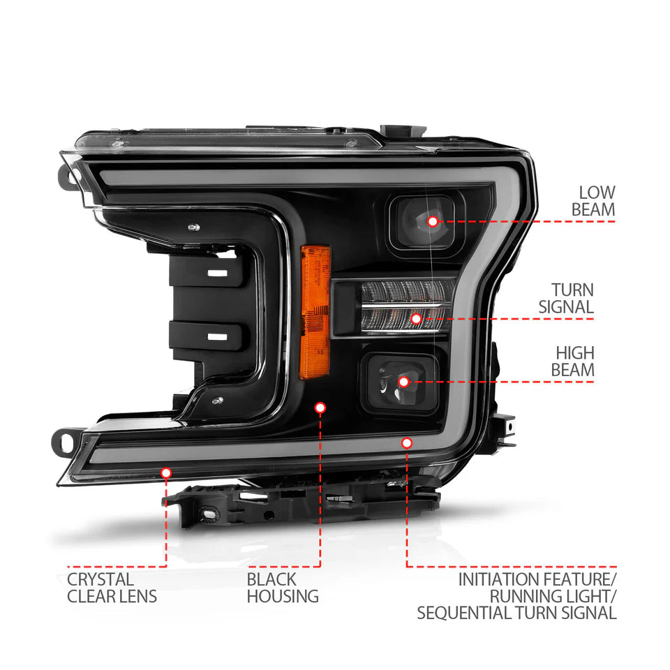 ANZO FORD F-150 18-20 FULL LED PROJECTOR PLANK STYLE HEADLIGHTS