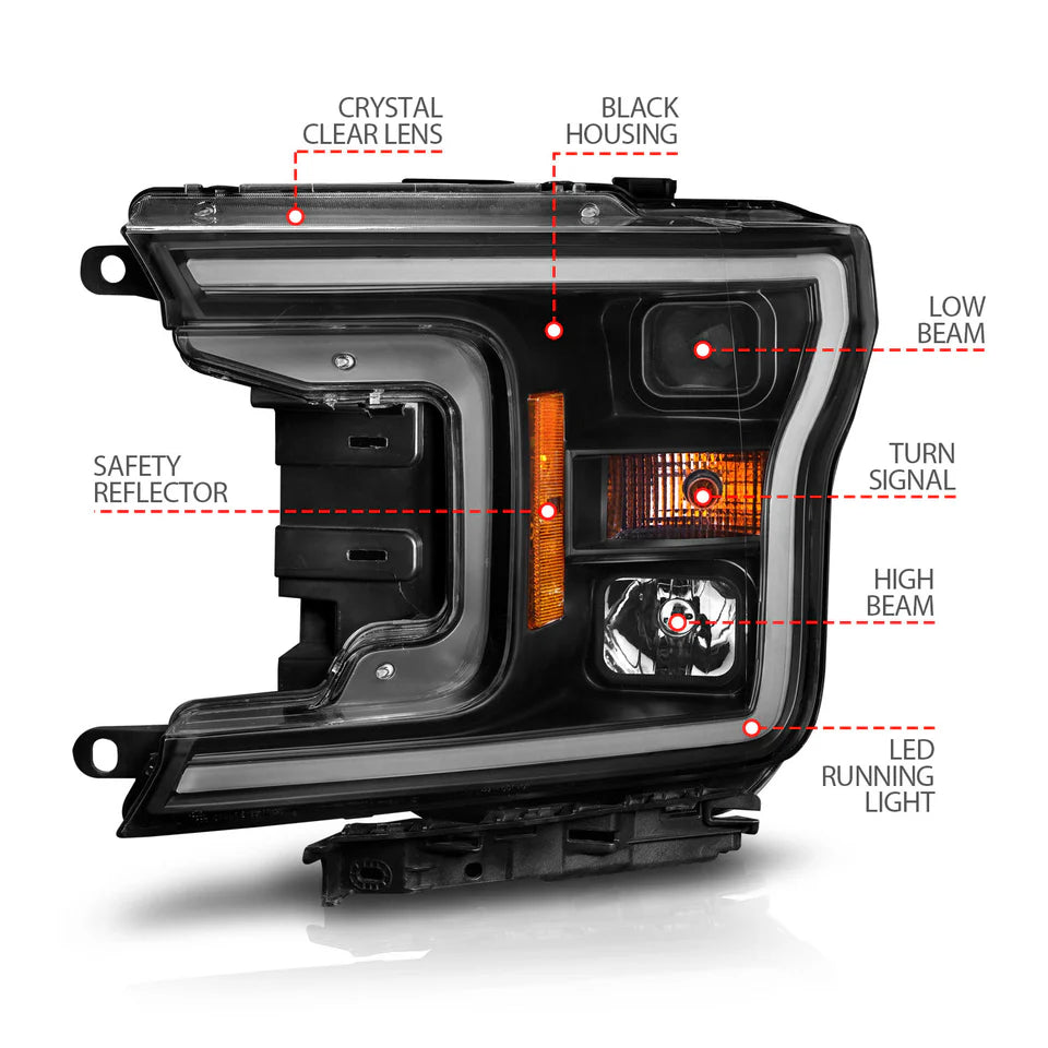 ANZO FORD F-150 18-20 PROJECTOR PLANK STYLE SWITCHBACK HEADLIGHTS