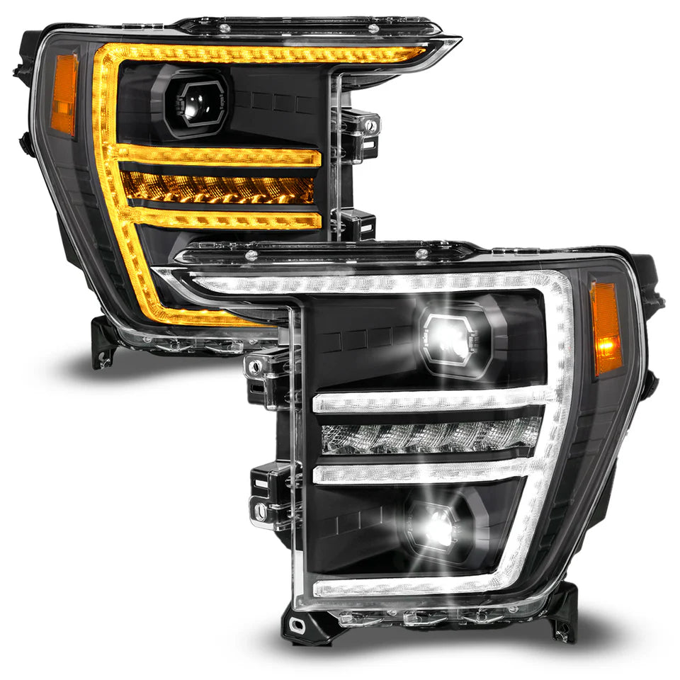 ANZO FORD F-150 21-23 FULL LED PLANK PROJECTOR HEADLIGHTS BLACK