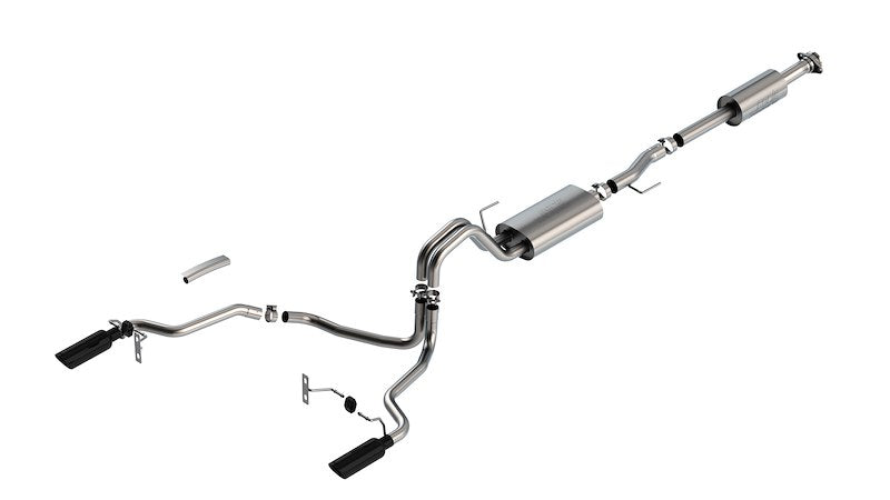 BORLA EXHAUST TOURING CAT BACK EXHAUST SYSTEM BLACK CHROME TIPS FORD F150 21-26 2.7L 3.5L