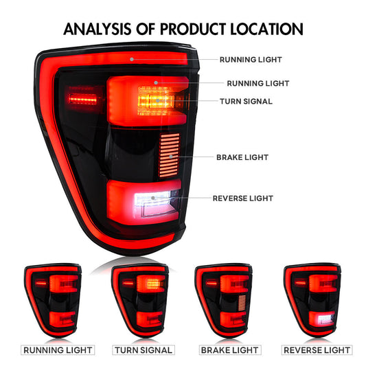 KUER LED TAIL LIGHT HALOGEN TYPE W/NO BLIND SPOT FORD F150 XL/STX 20-23