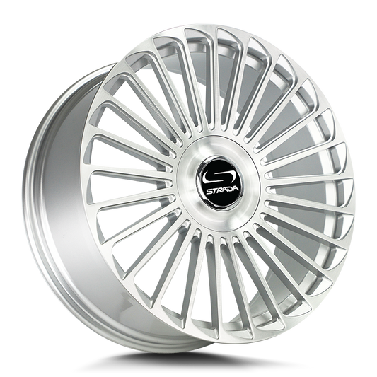 STRADA WHEELS MARTELLO 22X9.5 6X135 +30 OFFSET BRUSHED FACE SILVER FORD F150 04-26