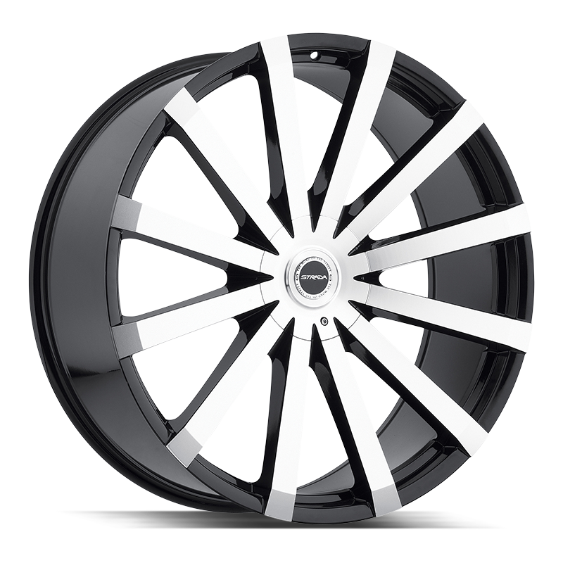 STRADA WHEELS GABBIA 22X9.5 6X135 +30 OFFSET GLOSS BLACK MACHINED FORD F150 04-26