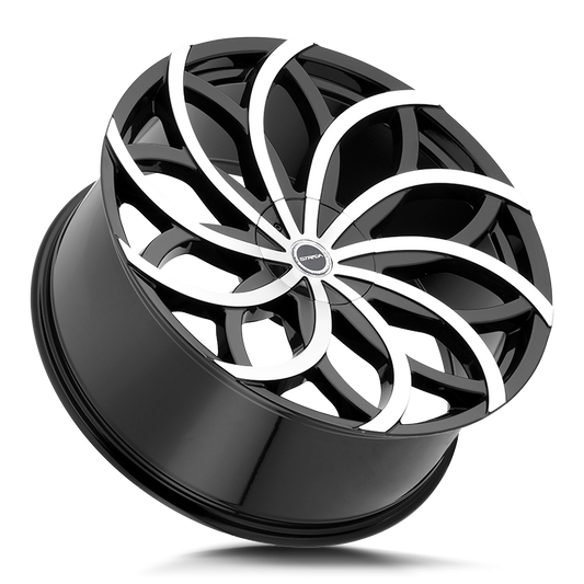 STRADA WHEELS HURACAN 22X9.5 6X135 + 30 OFFSET GLOSS BLACK MACHINED FORD F150 04-26