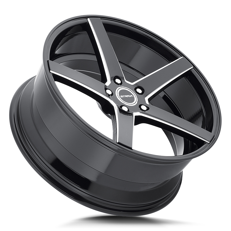 STRADA WHEELS PERFETTO 24X10 6X135 +24 OFFSET GLOSS BLACK MILLED FORD F150 04-26