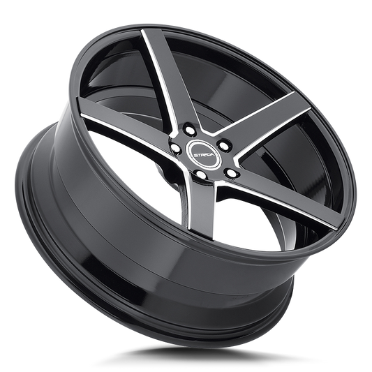 STRADA WHEELS PERFETTO 24X10 6X135 +24 OFFSET GLOSS BLACK MILLED FORD F150 04-26
