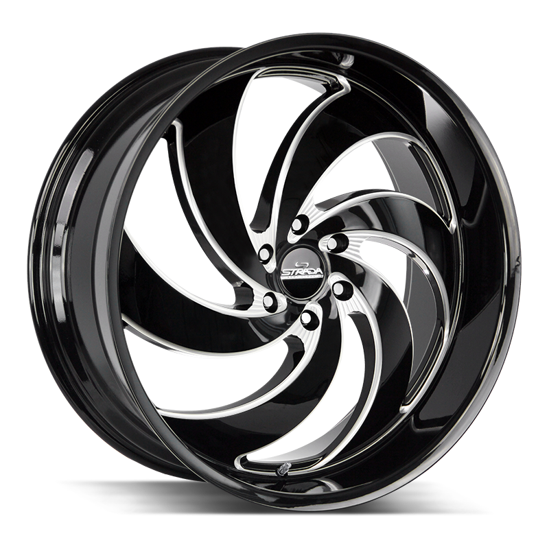 STRADA STREET CLASSICS RETRO 6 24X10 6X135 +24 OFFSET GLOSS BLACK MILLED FORD F150 04-26