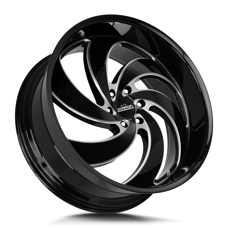 STRADA STREET CLASSICS RETRO 6 24X10 6X135 +24 OFFSET GLOSS BLACK MILLED FORD F150 04-26