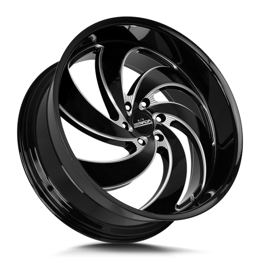 STRADA STREET CLASSICS RETRO 6 24X10 6X135 +24 OFFSET GLOSS BLACK MILLED FORD F150 04-26