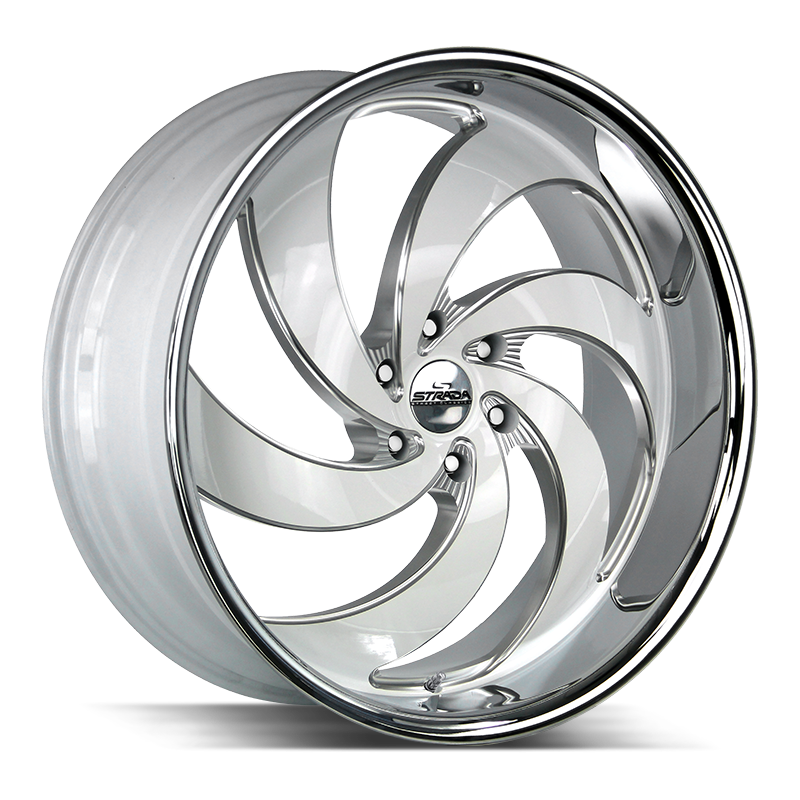 STRADA STREET CLASSICS RETRO 6 24X10 6X135 +24 OFFSET GLOSS WHITE MILLED SS LIP FORD F150 04-26