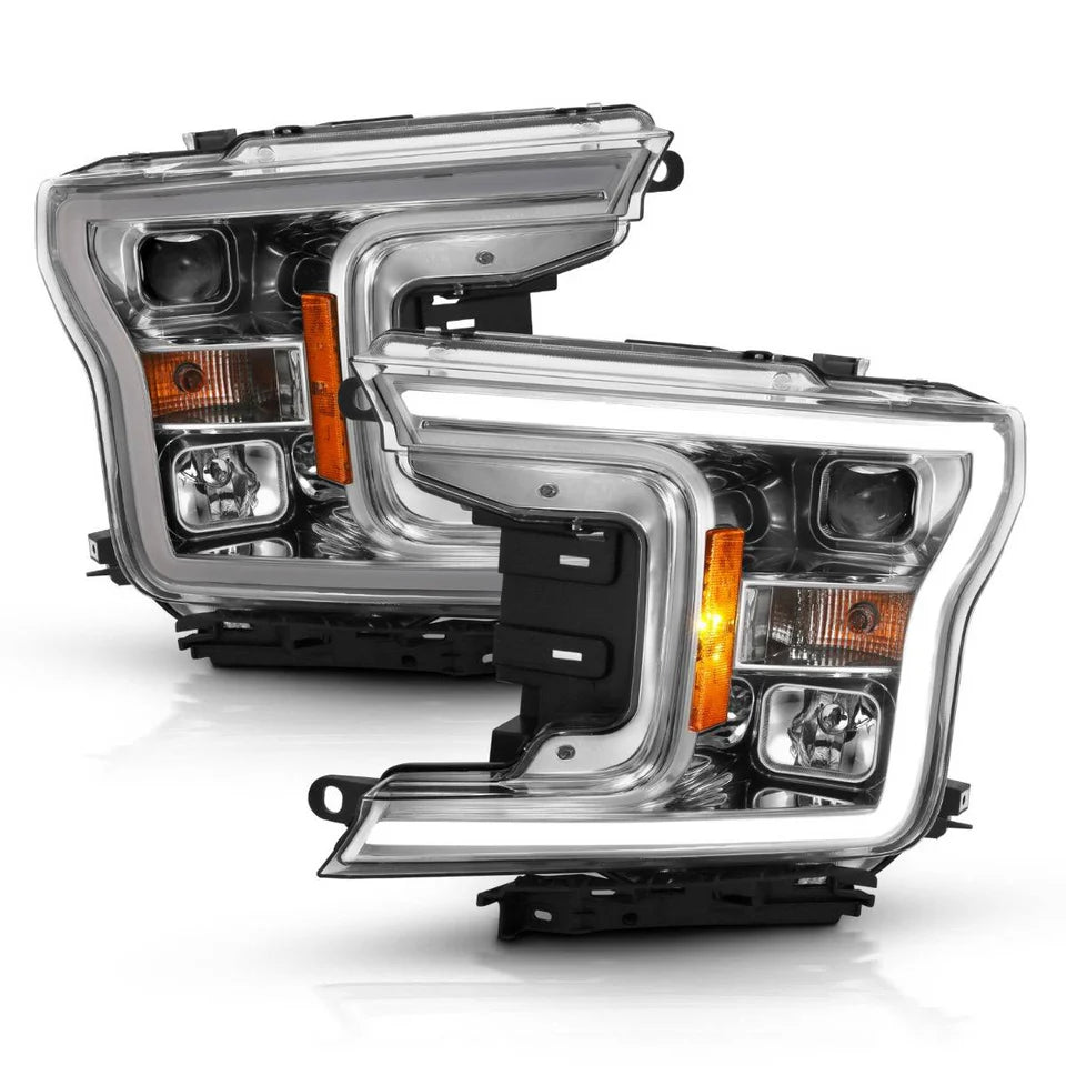 ANZO FORD F-150 18-20 PROJECTOR PLANK STYLE HEADLIGHTS CHROME