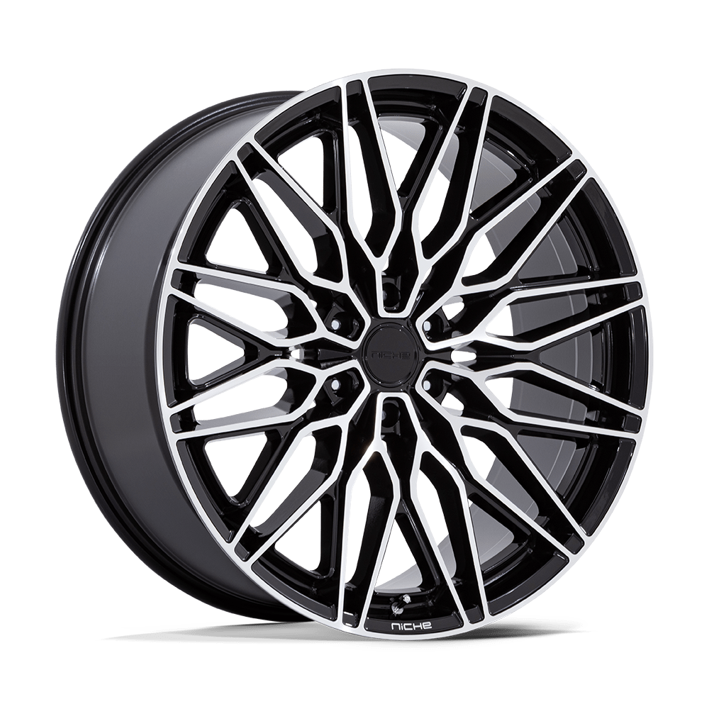NICHE WHEELS CALABRIA 6 22X9.5 6X135 +30 OFFSET GLOSS BLACK W/ MACHINED FACE FORD F150 04-26