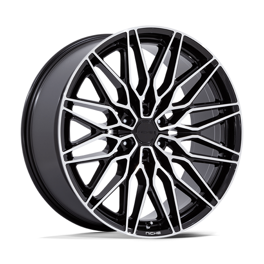 NICHE WHEELS CALABRIA 6 20X9.5 6X135 +30 OFFSET GLOSS BLACK W/ MACHINED FACE FORD F150 04-26