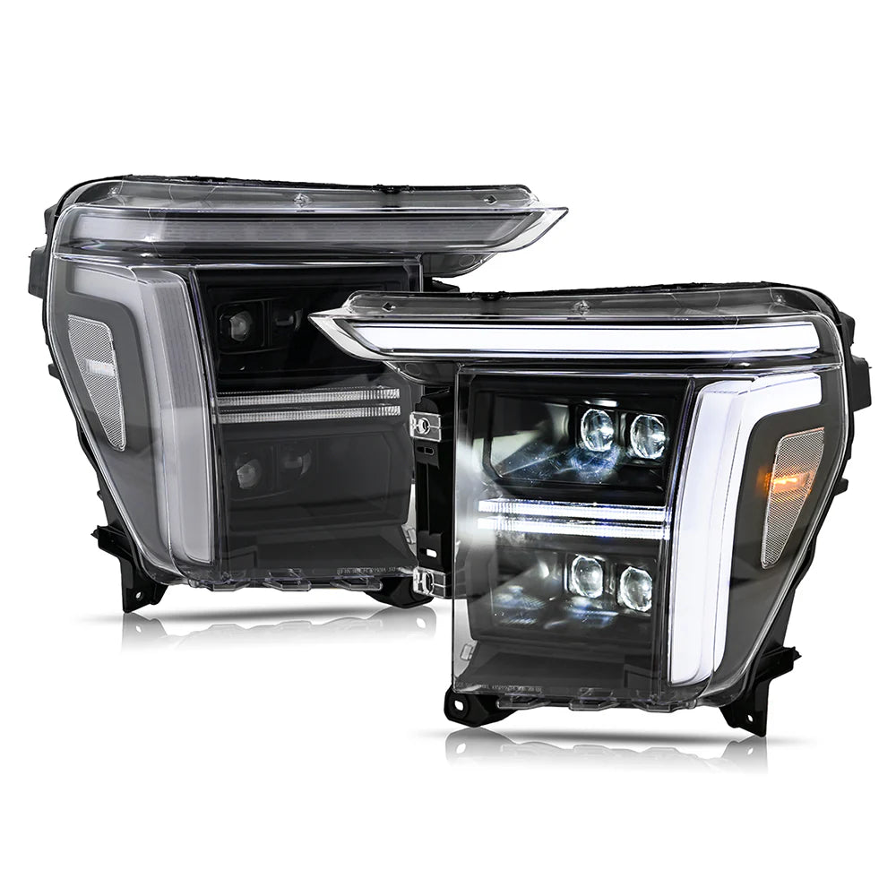 KUERLED FULL LED HEADLIGHTS FOUR PROJECTOR W/DRL STARTUP & SEQUENTIAL TURN FORD F150 21-23