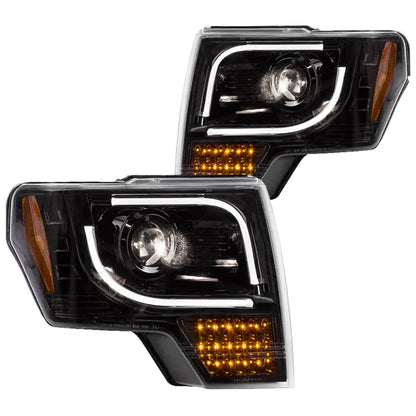 RECON FORD F150 13-14 PROJECTOR HEADLIGHTS ULTRA HIGH POWER WHITE LED DRL W/ AMBER TURN SIGNALS