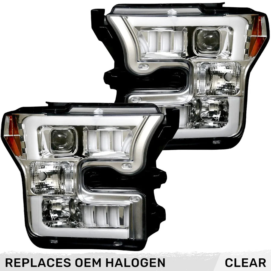 RECON FORD F150 15-17 PROJECTOR HEADLIGHTS ULTRA HIGH POWER SMOOTH WHITE OLED DRL