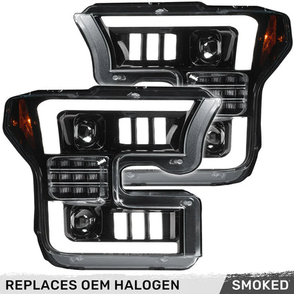 RECON FORD F150 15-17 LED PROJECTOR HEADLIGHTS W/OLED DRL W/SCANNING AMBER TURN SIGNALS