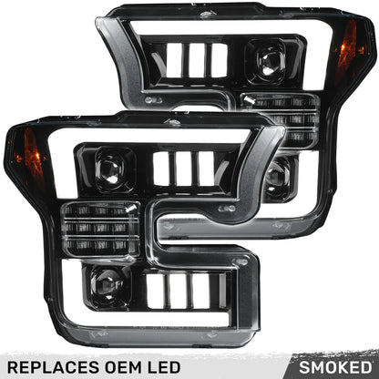 RECON FORD F150 15-17 LED PROJECTOR HEADLIGHTS W/OLED DRL W/ SCANNING AMBER TURN SIGNALS