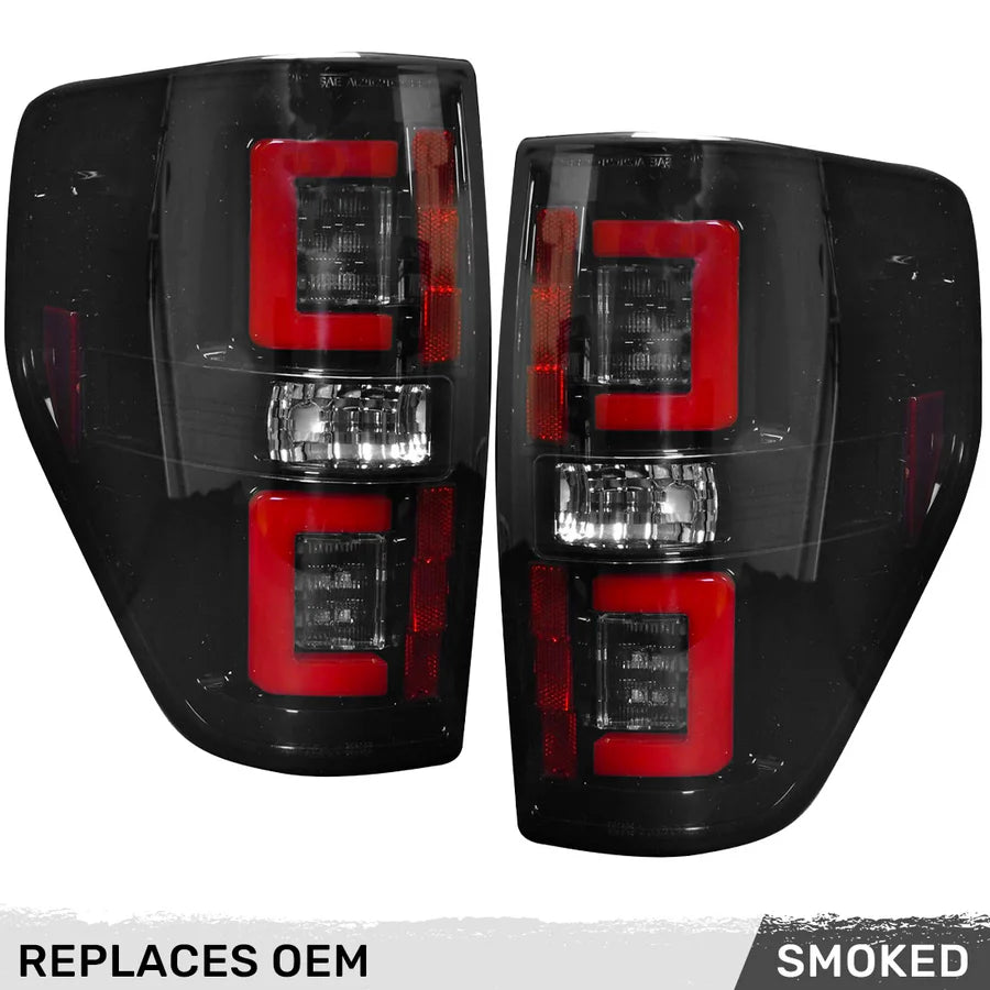 RECON ULTRA BRIGHT OLED TAIL LIGHTS SMOKED FORD F150 09-14