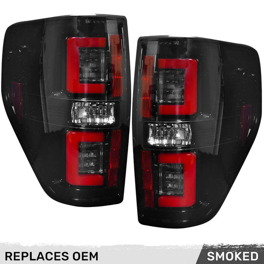 RECON ULTRA BRIGHT OLED TAIL LIGHTS SMOKED FORD F150 09-14