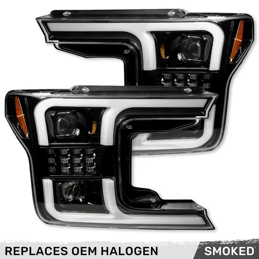 RECON FORD F150 18-20 PROJECTOR HEADLIGHTS OLED DRL SCANNING LED TURN SIGNALS