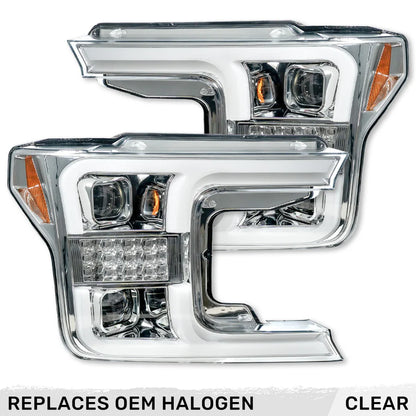 RECON FORD F150 18-20 PROJECTOR HEADLIGHTS OLED DRL SCANNING LED TURN SIGNALS