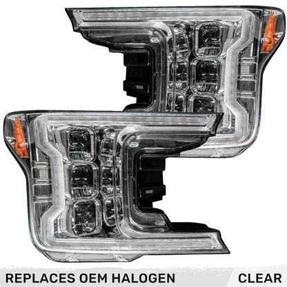 RECON FORD F150 18-20 LED PROJECTOR HEADLIGHTS OLED DRL SCANNING LED TURN SIGNALS