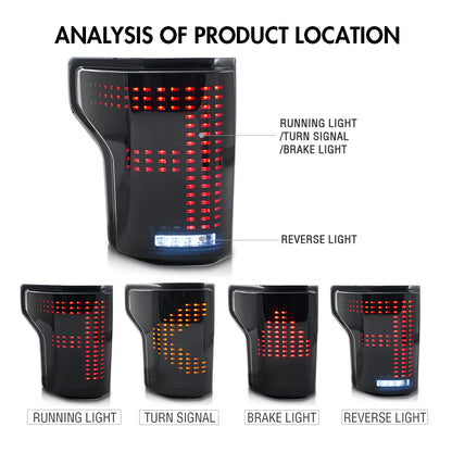 KUER LED ANIMATED DIGITAL TAIL LIGHT W/ NO BLINDSPOT FORD F150 15-20