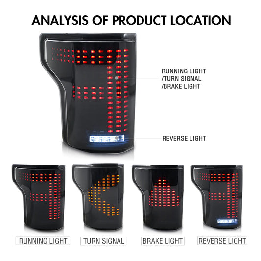 KUER LED ANIMATED DIGITAL TAIL LIGHT W/ NO BLINDSPOT FORD F150 15-20