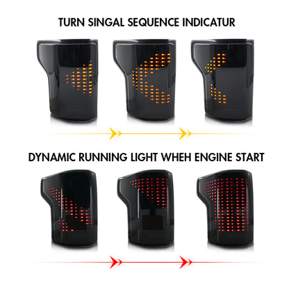 KUER LED ANIMATED DIGITAL TAIL LIGHT W/ NO BLINDSPOT FORD F150 15-20