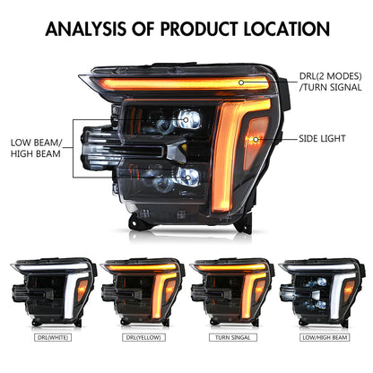 KUERLED FULL LED HEADLIGHTS W/DRL FORD F150 LARIAT KING RANCH PLATINUM RAPTOR 24-25