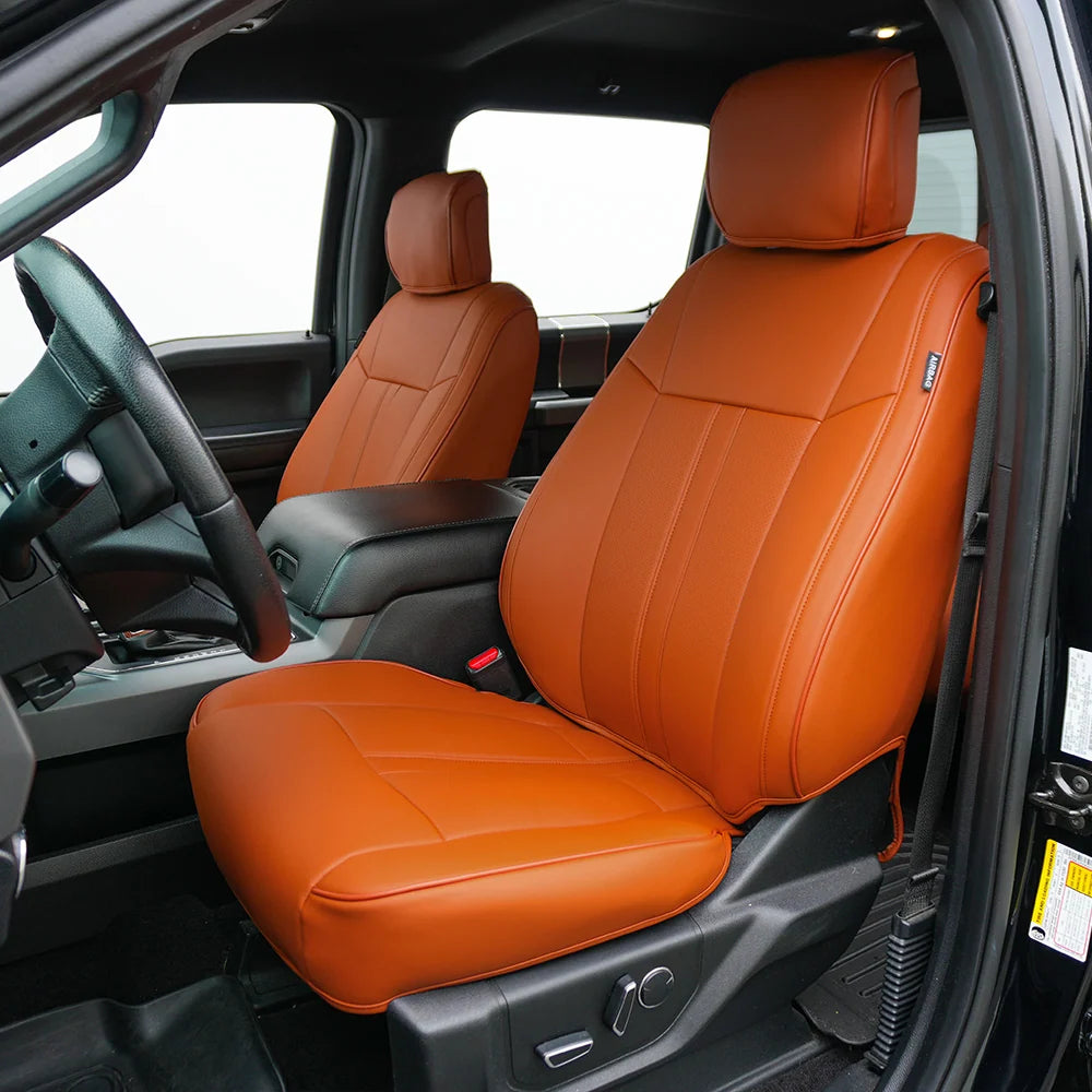 KUSTOM INTERIOR CUSTOM SEAT COVERS FORD F150 15-20 ALL CABS BROWN W/ BROWN STITCHING
