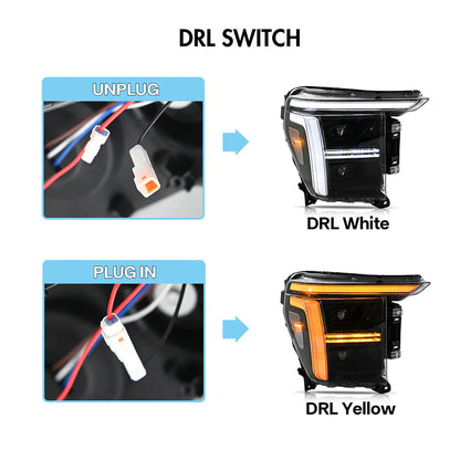 KUERLED FULL LED HEADLIGHTS DUAL PROJECTOR W/DRL STARTUP & SEQUENTIAL TURN FORD F150 21-23