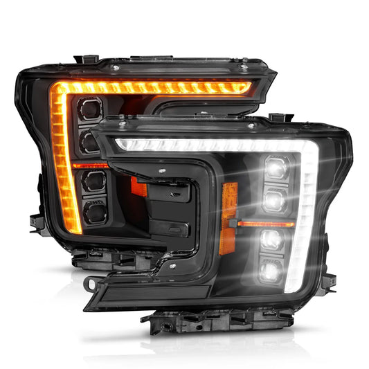 ANZO F-150 18-20 Z-SERIES FULL LED PLANK PROJECTOR HEADLIGHTS BLACK W/ DRL SWITCH, INITIATION & SEQUENTIAL