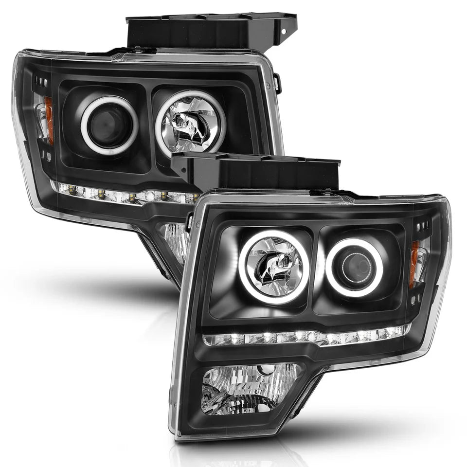 ANZO FORD F-150 09-14 PROJECTOR HEADLIGHTS G2 BLACK W/ RX HALO