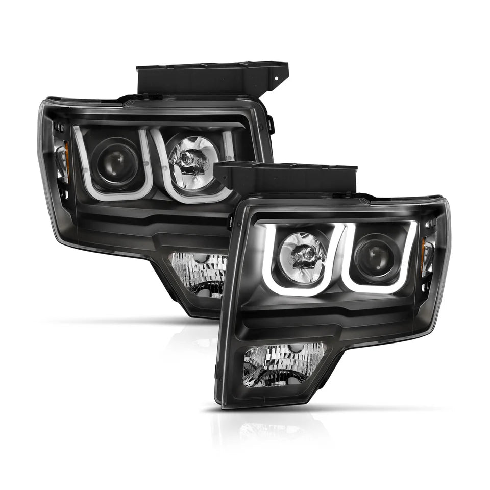 ANZO FORD F-150 09-14 PROJECTOR SWITCHBACK U-BAR HEADLIGHTS BLACK