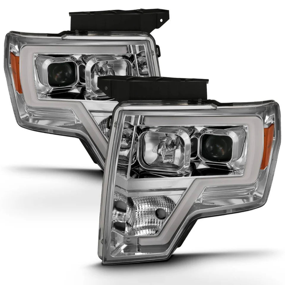 ANZO FORD F-150 09-14 PROJECTOR PLANK STYLE HEADLIGHTS CHROME (FOR HALOGEN MODELS)