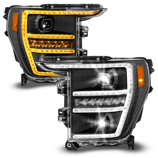 ANZO FORD F-150 21-23 FULL LED PLANK PROJECTOR HEADLIGHTS BLACK