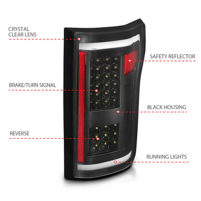 ANZO FORD F-150 15-17 FULL LED TAIL LIGHTS G2 BLACK (WHITE LIGHT BAR)