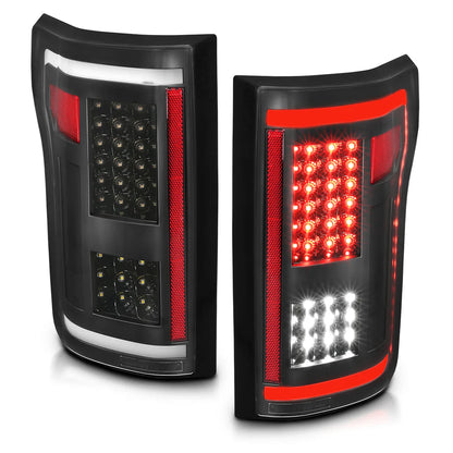 ANZO FORD F-150 15-17 FULL LED TAIL LIGHTS G2 BLACK (WHITE LIGHT BAR)