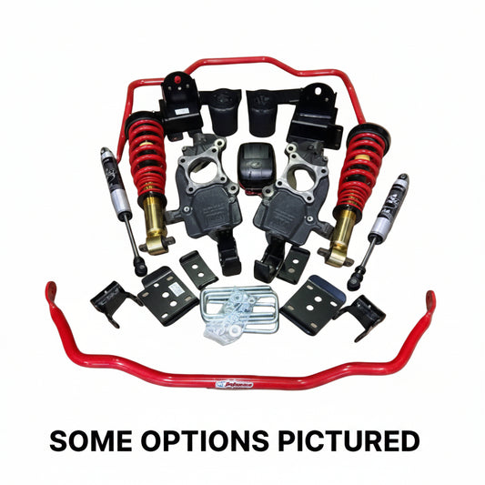 O.W LOWERING KIT "THE DAILY" -  1"-3"F/5.5"-6"R FORD F150 15-26 2WD