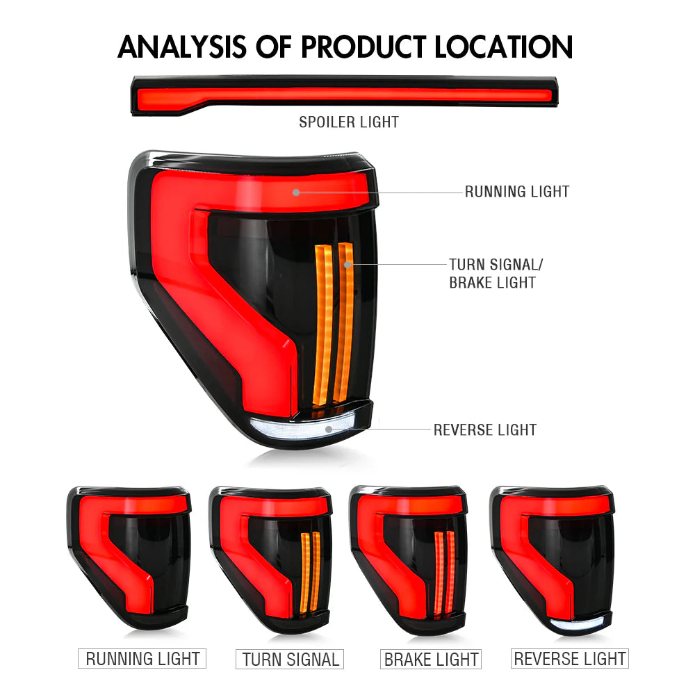 KUER LED LED TAIL LIGHTS SEQUENTIAL TURN/SMOKED LENS FORD F150 09-14